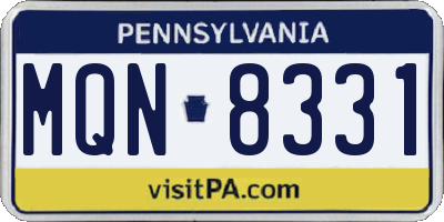 PA license plate MQN8331