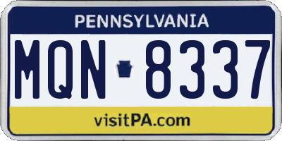 PA license plate MQN8337