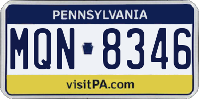 PA license plate MQN8346