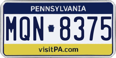 PA license plate MQN8375