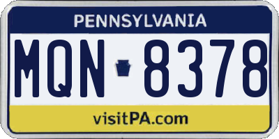PA license plate MQN8378