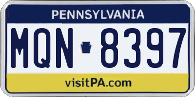 PA license plate MQN8397