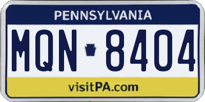PA license plate MQN8404