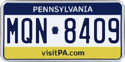 PA license plate MQN8409