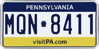 PA license plate MQN8411