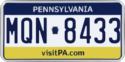 PA license plate MQN8433
