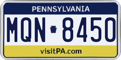 PA license plate MQN8450