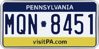 PA license plate MQN8451