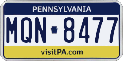 PA license plate MQN8477