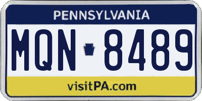 PA license plate MQN8489