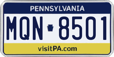 PA license plate MQN8501