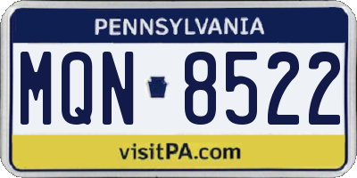 PA license plate MQN8522