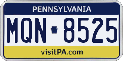 PA license plate MQN8525