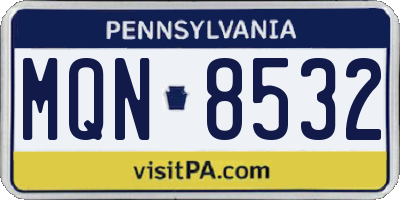 PA license plate MQN8532