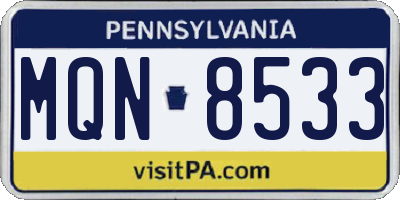 PA license plate MQN8533
