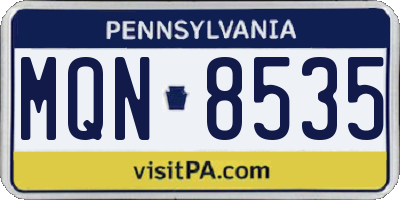 PA license plate MQN8535