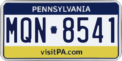 PA license plate MQN8541