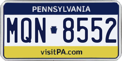 PA license plate MQN8552