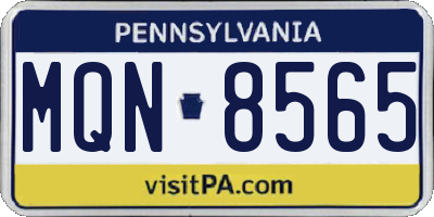 PA license plate MQN8565