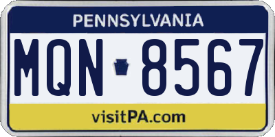PA license plate MQN8567