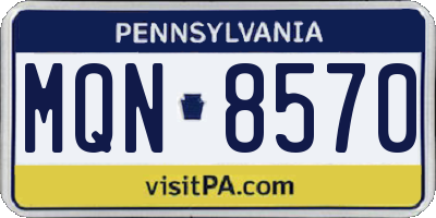 PA license plate MQN8570