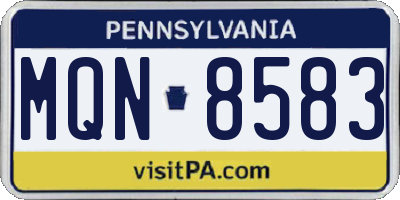 PA license plate MQN8583
