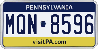 PA license plate MQN8596