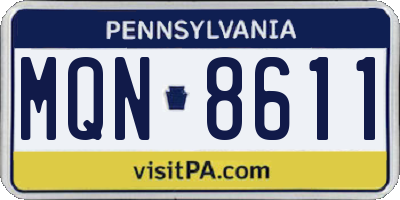 PA license plate MQN8611
