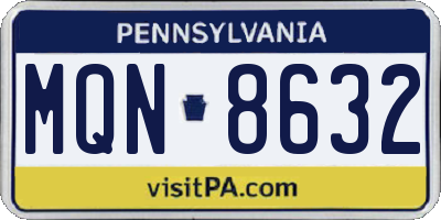PA license plate MQN8632