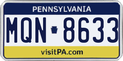 PA license plate MQN8633