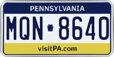 PA license plate MQN8640