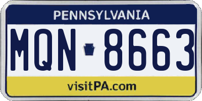 PA license plate MQN8663