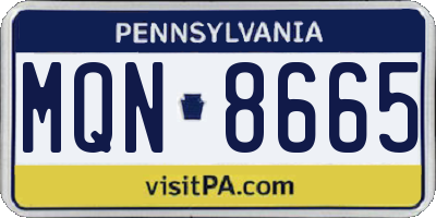 PA license plate MQN8665