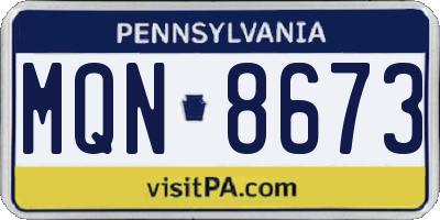 PA license plate MQN8673