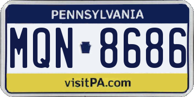PA license plate MQN8686