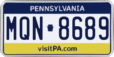 PA license plate MQN8689