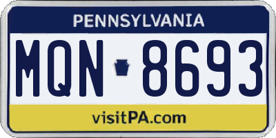 PA license plate MQN8693