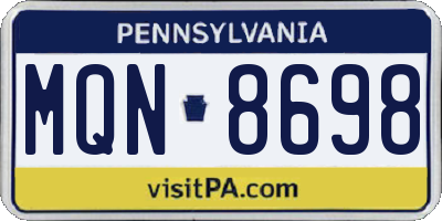 PA license plate MQN8698