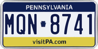 PA license plate MQN8741