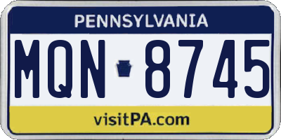 PA license plate MQN8745