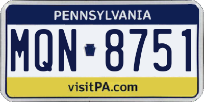 PA license plate MQN8751
