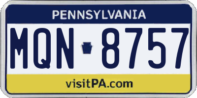 PA license plate MQN8757