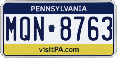 PA license plate MQN8763