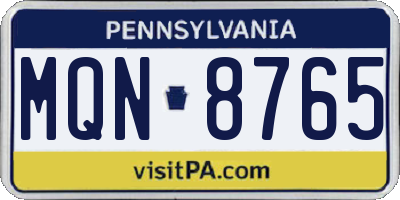 PA license plate MQN8765