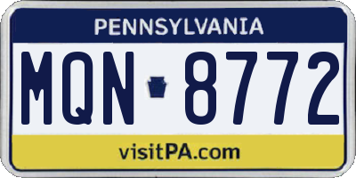 PA license plate MQN8772
