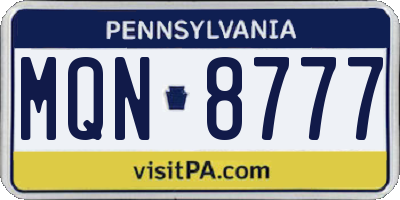 PA license plate MQN8777