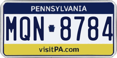 PA license plate MQN8784