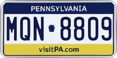 PA license plate MQN8809