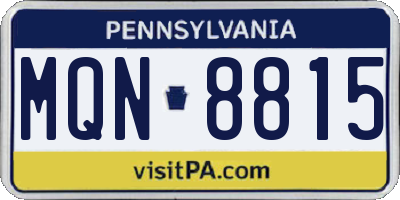 PA license plate MQN8815