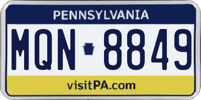 PA license plate MQN8849